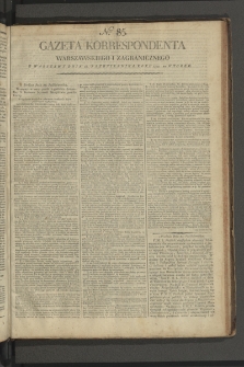 Gazeta Korrespondenta Warszawskiego i Zagranicznego. 1799, nr 85