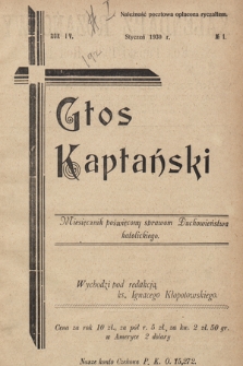 Głos Kapłański : miesięcznik poświęcony sprawom duchowieństwa katolickiego. 1930, nr 1