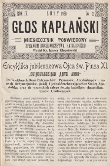 Głos Kapłański : miesięcznik poświęcony sprawom duchowieństwa katolickiego. 1930, nr 2