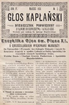 Głos Kapłański : miesięcznik poświęcony sprawom duchowieństwa katolickiego. 1930, nr 3