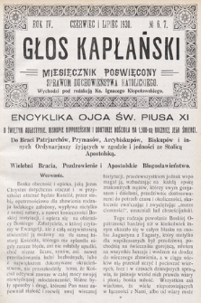 Głos Kapłański : miesięcznik poświęcony sprawom duchowieństwa katolickiego. 1930, nr 6-7