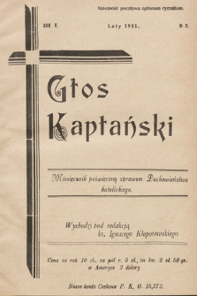 Głos Kapłański : miesięcznik poświęcony sprawom duchowieństwa katolickiego. 1931, nr 2