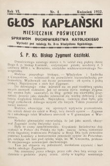 Głos Kapłański : miesięcznik poświęcony sprawom duchowieństwa katolickiego. 1932, nr 4