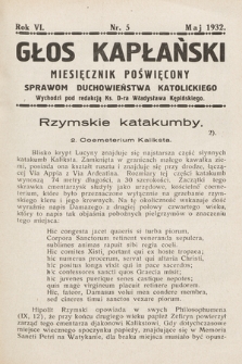 Głos Kapłański : miesięcznik poświęcony sprawom duchowieństwa katolickiego. 1932, nr 5