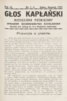 Głos Kapłański : miesięcznik poświęcony sprawom duchowieństwa katolickiego. 1932, nr 7-8