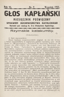 Głos Kapłański : miesięcznik poświęcony sprawom duchowieństwa katolickiego. 1932, nr 9