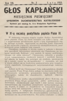 Głos Kapłański : miesięcznik poświęcony sprawom duchowieństwa katolickiego. 1933, nr 2