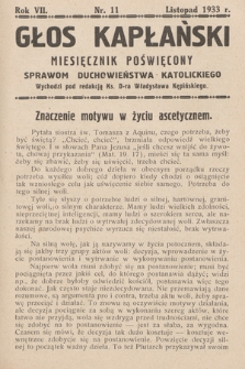 Głos Kapłański : miesięcznik poświęcony sprawom duchowieństwa katolickiego. 1933, nr 11