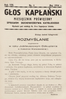Głos Kapłański : miesięcznik poświęcony sprawom duchowieństwa katolickiego. 1934, nr 5