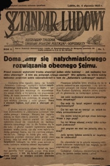 Sztandar Ludowy : ilustrowany tygodnik oświatowy, społeczny, polityczny i gospodarczy. 1925, nr 1