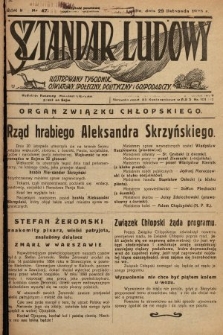 Sztandar Ludowy : ilustrowany tygodnik oświatowy, społeczny, polityczny i gospodarczy : Organ Związku Chłopskiego. 1925, nr 47