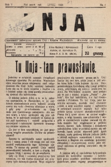 Unja : czasopismo poświęcone sprawie Unji i Kresów Wschodnich. 1928, nr 4