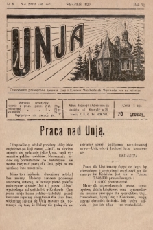 Unja : czasopismo poświęcone sprawie Unji i Kresów Wschodnich. 1929, nr 8