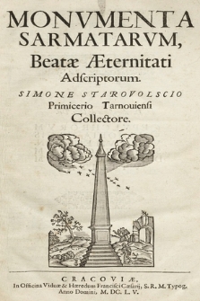Monvmenta Sarmatarvm, Beatæ Æternitati Adscriptorum