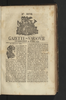 Gazette de Varsovie. 1759, nr 27