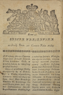 Gazeta Warszawska. 1783, nr 47
