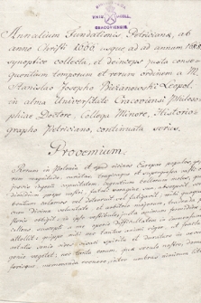 Annalium fundationis Petricianae ab anno Christi 1666 usque ad a. 1688 synopticae collecta, et [...] a M. Stanislao Josepho Bieżanowski..., continuata Series
