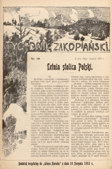 Tygodnik Zakopiański : dodatek bezpłatny do „Głosu Narodu” z dnia 30 sierpnia 1903, nr 10