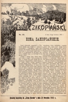 Tygodnik Zakopiański : dodatek bezpłatny do „Głosu Narodu” z dnia 20 września 1903, nr 13