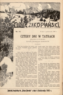 Tygodnik Zakopiański : dodatek bezpłatny do „Głosu Narodu” z dnia 4 października 1903, nr 15