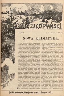 Tygodnik Zakopiański : dodatek bezpłatny do „Głosu Narodu” z dnia 22 listopada 1903, nr 22