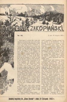 Tygodnik Zakopiański : dodatek bezpłatny do „Głosu Narodu” z dnia 29 listopada 1903, nr 23