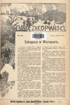 Tygodnik Zakopiański : dodatek bezpłatny do „Głosu Narodu” z dnia 1 stycznia 1904, nr 27