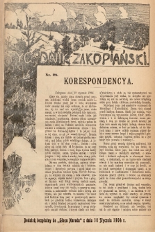 Tygodnik Zakopiański : dodatek bezpłatny do „Głosu Narodu” z dnia 10 stycznia 1904, nr 28