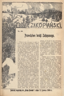 Tygodnik Zakopiański : dodatek bezpłatny do „Głosu Narodu” z dnia 12 czerwca 1904, nr 39