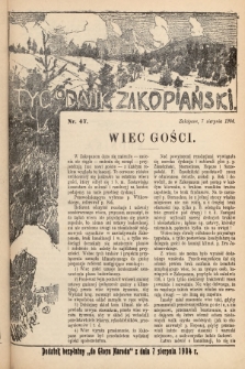 Tygodnik Zakopiański : dodatek bezpłatny do „Głosu Narodu” z dnia 7 sierpnia 1904, nr 47