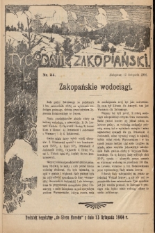 Tygodnik Zakopiański : dodatek bezpłatny do „Głosu Narodu” z dnia 13 listopada 1904, nr 54