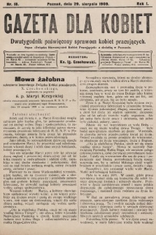 Gazeta dla Kobiet : dwutygodnik poświęcony sprawom kobiet pracujących : organ „Związku Stowarzyszeń Kobiet Pracujących” z siedzibą w Poznaniu. 1909, nr 18