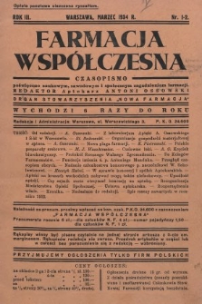 Farmacja Współczesna : czasopismo poświęcone naukowym, zawodowym i społecznym zagadnieniom farmacji : organ Stowarzyszenia „Nowa Farmacja”. 1934, nr 1-2