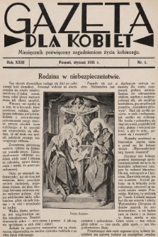 Gazeta dla Kobiet : miesięcznik poświęcony zagadnieniom życia kobiecego. 1931, nr 1
