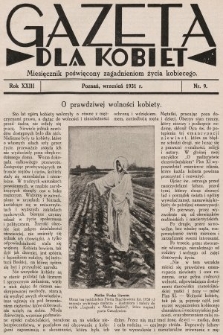 Gazeta dla Kobiet : miesięcznik poświęcony zagadnieniom życia kobiecego. 1931, nr 9