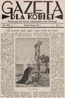 Gazeta dla Kobiet : miesięcznik poświęcony zagadnieniom życia kobiecego. 1931, nr 11