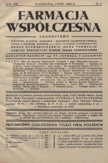 Farmacja Współczesna : czasopismo poświęcone naukowym, zawodowym i społecznym zagadnieniom farmacji, łącznie z dodatkiem naukowym p. n. „Acta Poloniae Pharmaceutica” : organ Stowarzyszenia „Nowa Farmacja”. 1939, nr 4