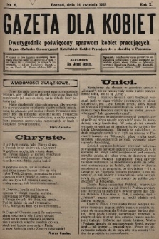 Gazeta dla Kobiet : dwutygodnik poświęcony sprawom kobiet pracujących : organ „Związku Stowarzyszeń Kobiet Pracujących” z siedzibą w Poznaniu. 1918, nr 8