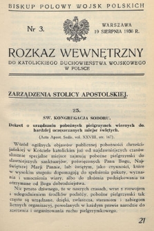 Rozkaz Wewnętrzny do Katolickiego Duchowieństwa Wojskowego w Polsce. 1936, nr 3