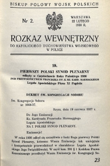 Rozkaz Wewnętrzny do Katolickiego Duchowieństwa Wojskowego w Polsce. 1938, nr 2