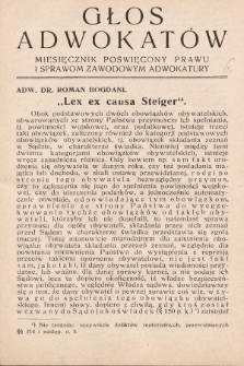 Głos Adwokatów : miesięcznik poświęcony prawu i sprawom zawodowym adwokatury. 1925, [z. 6]