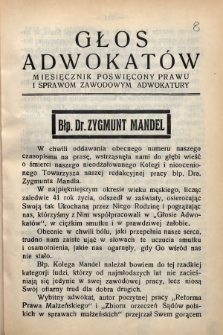 Głos Adwokatów : miesięcznik poświęcony prawu i sprawom zawodowym adwokatury. 1927, [z. 8]