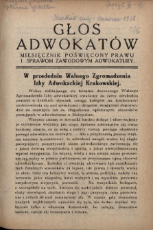 Głos Adwokatów : miesięcznik poświęcony prawu i sprawom zawodowym adwokatury. 1928, [z. 5-6]