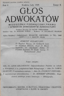 Głos Adwokatów : miesięcznik poświęcony prawu i sprawom zawodowym adwokatury. 1929, z. 2