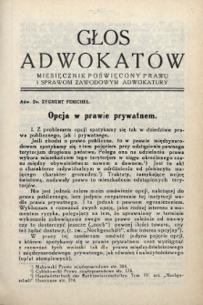 Głos Adwokatów : miesięcznik poświęcony prawu i sprawom zawodowym adwokatury. 1933, [z. 4]
