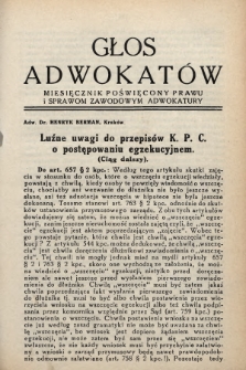 Głos Adwokatów : miesięcznik poświęcony prawu i sprawom zawodowym adwokatury. 1933, [z. 5]