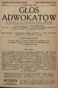 Głos Adwokatów : miesięcznik poświęcony prawu i sprawom zawodowym adwokatury. 1935, z. 2