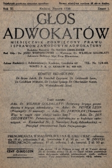 Głos Adwokatów : miesięcznik poświęcony prawu i sprawom zawodowym adwokatury. 1936, z. 1