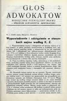 Głos Adwokatów : miesięcznik poświęcony prawu i sprawom zawodowym adwokatury. 1936, z. 2