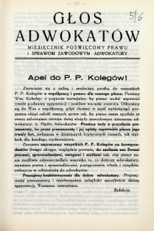 Głos Adwokatów : miesięcznik poświęcony prawu i sprawom zawodowym adwokatury. 1936, z. 5-6